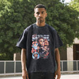 Mens Vintage T-Shirt Cartoon Print Short Sleeve T-Shirt