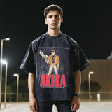 Mens Vintage T Shirt Print Vintage Washed Crew Neck