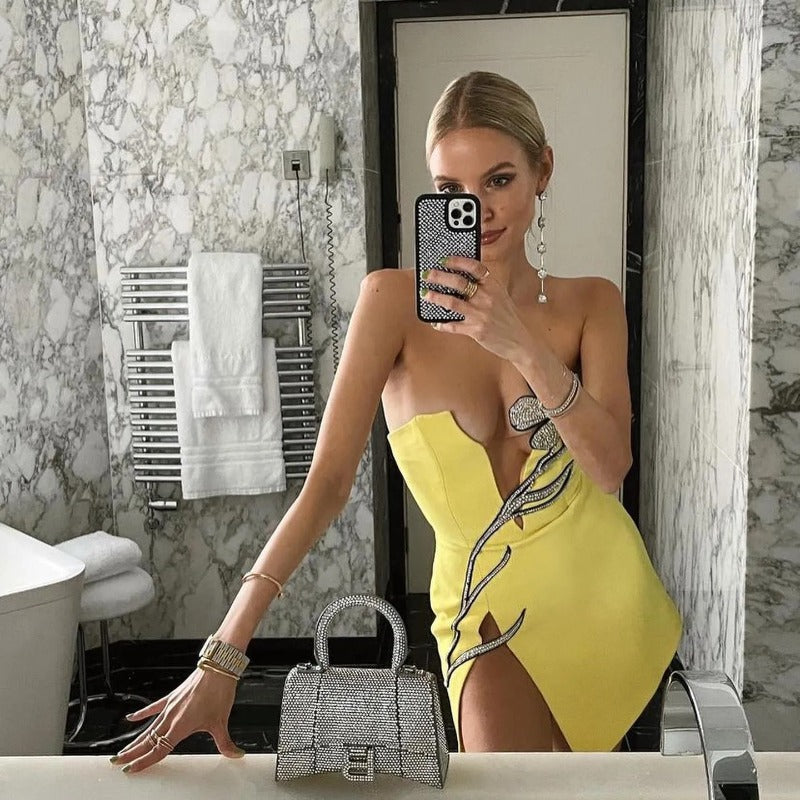 Women Dress Mesh Diamond-Embedded Sexy Dress