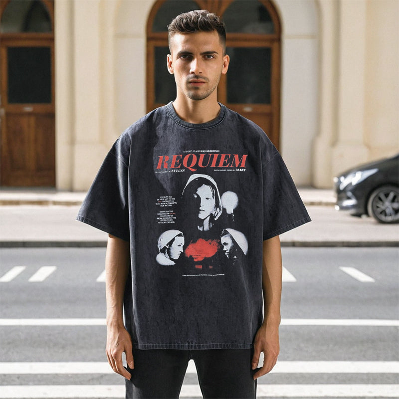 Mens Vintage T Shirt Printed Washed