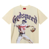 Godspeed T Shirts Skull Baseball Player No. 13 Cotton Crew Neck Short Sleeve Men and Women
