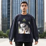 Mens Vintage Long Sleeve Shirt Washed Long Sleeve T-Shirt Men