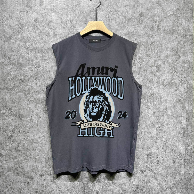 Amiri tank top blue lion printing