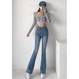 Women Jeans Slim Elastic Tight Bell-Bottom Pants