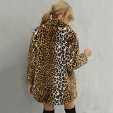 Women Fur Jacket Leopard Print Wool Coat
