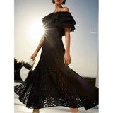 Bohemian Dress Hollow out Embroidered Printed Elegant