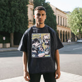 Mens Vintage T Shirt Cartoon Printed Couple Short Sleeve T-Shirt