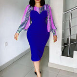 Women Dress Printing Stitching Hip Dress