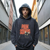 Mens Vintage Hoodie Hoodie Wash Vintage Print