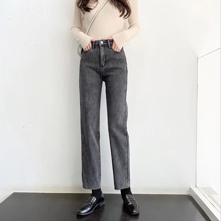 Women Jeans Loose Slimming Autumn and Winter Cropped Pants