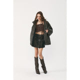 Unisex Coat PU Leather Cotton-Padded Jacket Loose