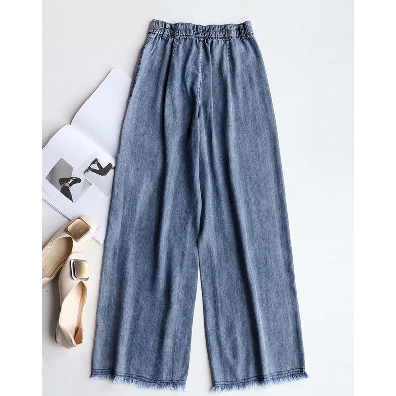 Women Jeans Loose Raw Hem