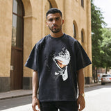 Mens Vintage T-Shirt Vintage Printed Short Sleeve T-Shirt