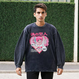 Mens Vintage Long Sleeve Shirt Autumn and Winter Loose T-Shirt