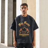 Mens Vintage T Shirt Black Spider Short Sleeve T-Shirt Men