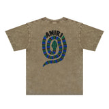 Amiri Washed Distressed T Shirt Printed Trendy Pure Cotton