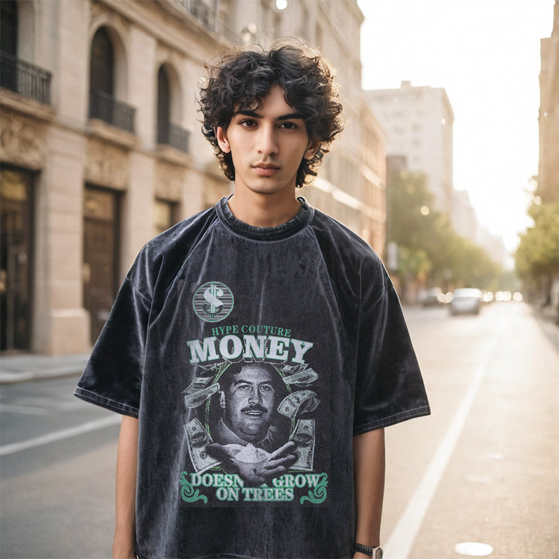 Mens Vintage T Shirt Tide Brand Washing Short Sleeve T-Shirt Men