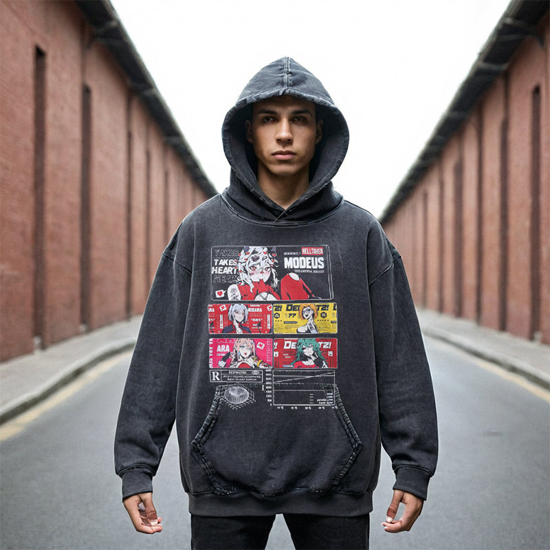 Mens Vintage Hoodie Loose Hooded Sweater Men
