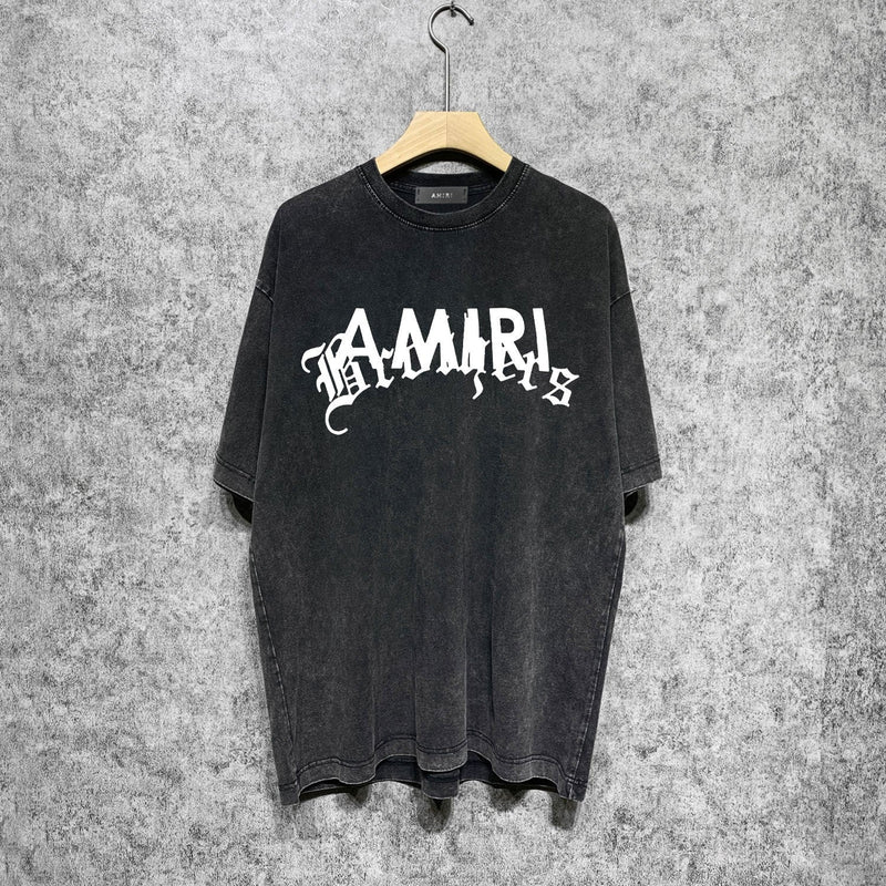 Amiri washed t-shirt letter cross printing short sleeves