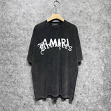 Amiri washed t-shirt letter cross printing short sleeves