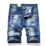 DSQ2 Short Jeans Ripped Patch Slim-fit Stretch Denim Shorts