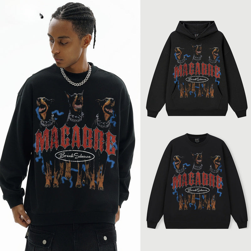 Vintage Hoodie Hellhound American Hooded Fall/Winter Crew Neck Sweater