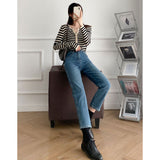 Women Jeans Fleece Cropped Pants