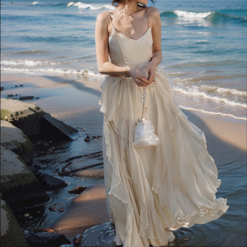 Beach Dresses Travel Sexy Halter Suspender