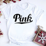 Women PINK Graphic Tee Pink Letter Shirt Oversized