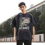 Mens Vintage T Shirt Printed Washing Water Short Sleeve T-Shirt