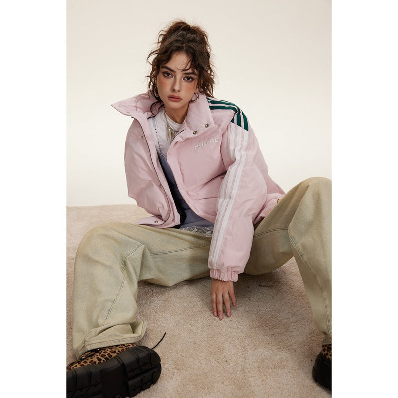 Unisex Coat Cotton Coat Winter Coat Couple Stand Collar