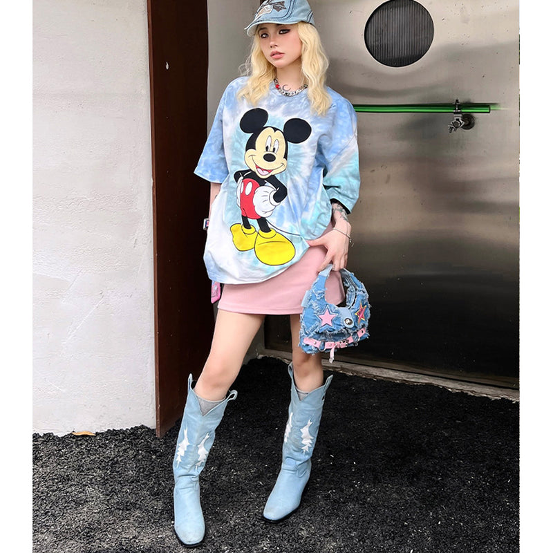 Unisex T-Shirts Mickey Pattern Cotton Loose T-Shirt