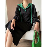 Women Dresses Loose Hooded Dress