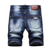 DSQ2 Short Jeans Ripped Patch Slim-fit Stretch Denim Shorts