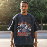 Mens Vintage T Shirt Printed Washed Old Short Sleeves