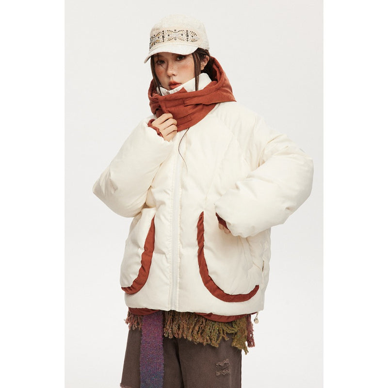 Unisex Coat College Style Stitching Winter Cotton Dress Thickened