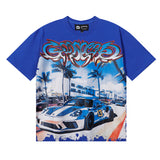 Godspeed T Shirts Supercar Beach Road Print Cotton Casual Short Sleeves Men and Women