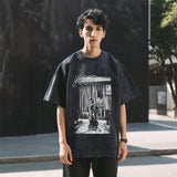 Mens Vintage T Shirt Printed Short Sleeve T-Shirt Men