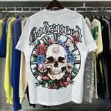 Godspeed T Shirts Skull Rose Clock Plate Double Yarn Cotton Casual Short Sleeve Men and Women
