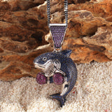 Jewelry Hip Hop Boxing Shark Zircon Pendant Necklace Animal Spectrum Armament