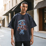 Mens Vintage T Shirt Anime Print Short Sleeve