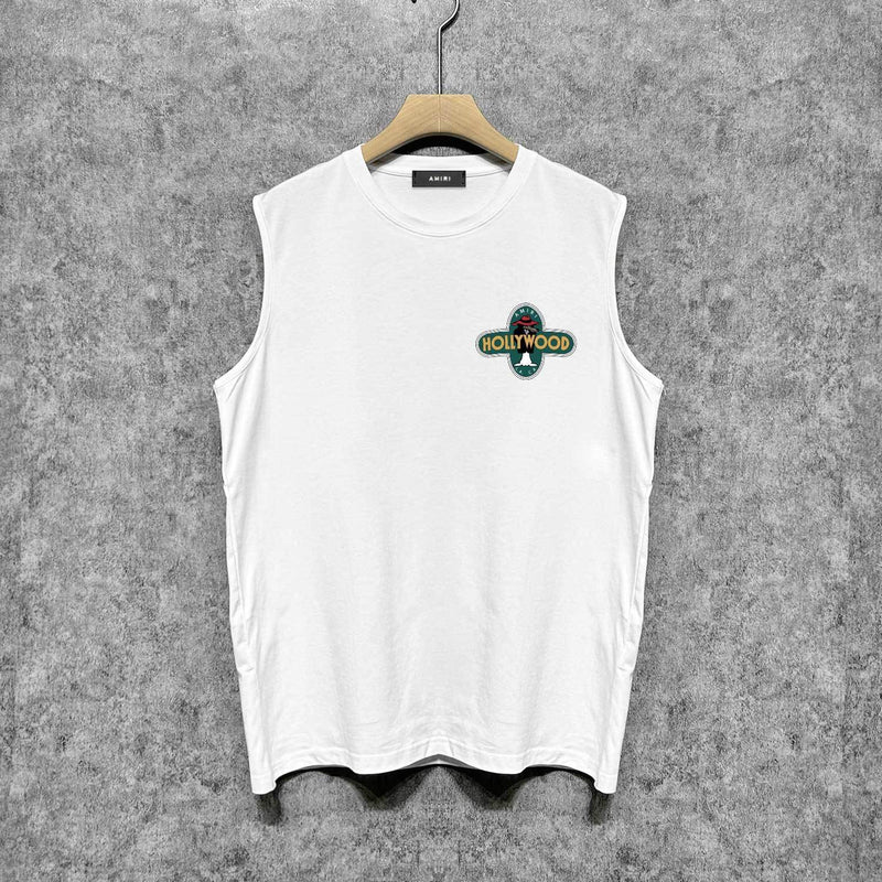 Amiri tank top gray wolf cross print