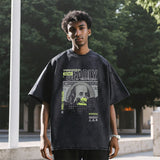 Mens Vintage T Shirt Printed Neckline Short Sleeve T-Shirt