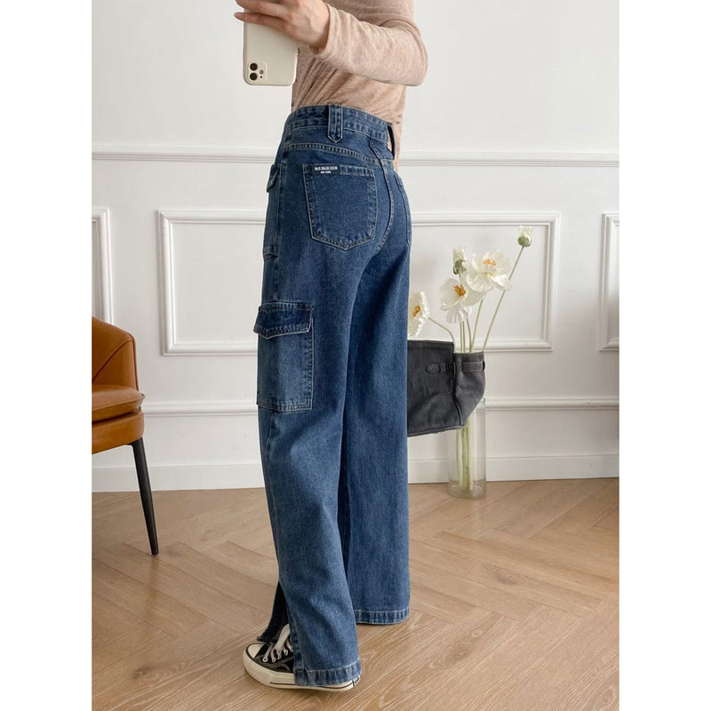 Women Jeans Multi-Pocket Design Simple