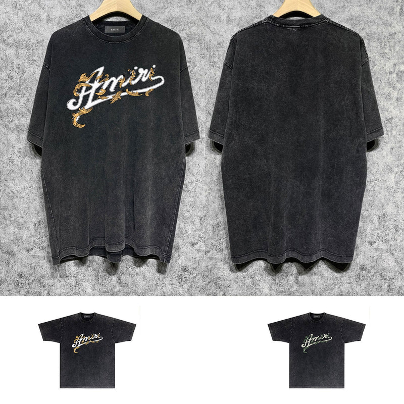 Amiri washed t-shirt ye manletter printing short sleeve