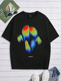 Men's Abstract Letter Print Wide Shoulder Short Sleeve