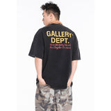 Unisex T-Shirts GALLERY DEPT Distressed Loose Short Sleeves