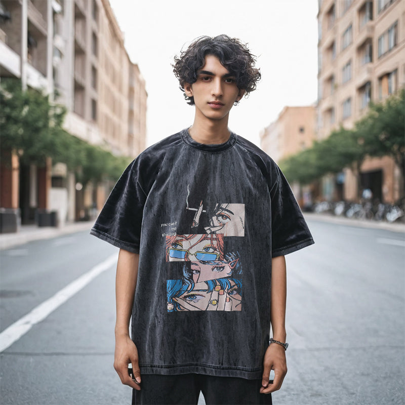 Mens Vintage T Shirt Printed Short Sleeve T-Shirt Men