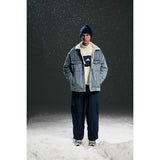 Unisex Coat Loose Lamb Wool Denim Coat