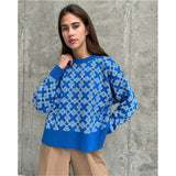 Women Work Business Casual Sweats Jacquard Knitted Sweater